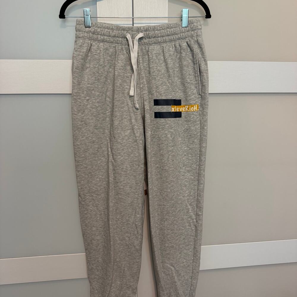 H&M Mens Jogger Sweatpants Small Gray xForeverRich Graphic Drawstring Joggers